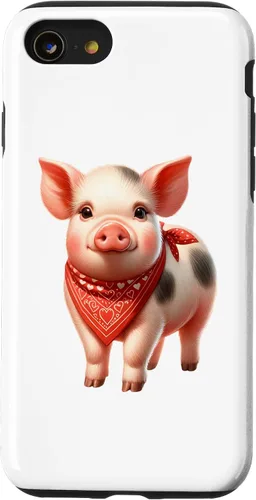Vista 13 de iPhone 15 Cute Animal With Red Bandana - Nice Pig Lover Case