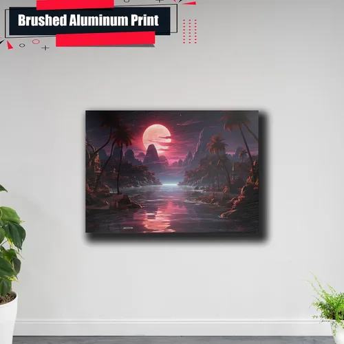 Vista 5 de Neon Sunset Vibes Florida Synthwave Sunset Framed poster Print, Retro Miami Style Wall Art, poster, Wall Decor