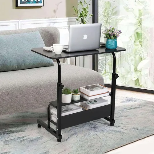 Vista 7 de Escritorio de oficina en casa, mesa ajustable para dormitorio, moderna y pequeña, computadora portátil para sala de estar, sofá, espacios portátiles