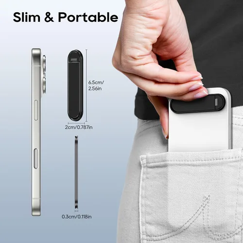 Vista 2 de Paquete de 2 soportes para teléfono, soporte vertical horizontal y ajustable de 2 ángulos, soporte plegable para teléfono, compatible con iPhone