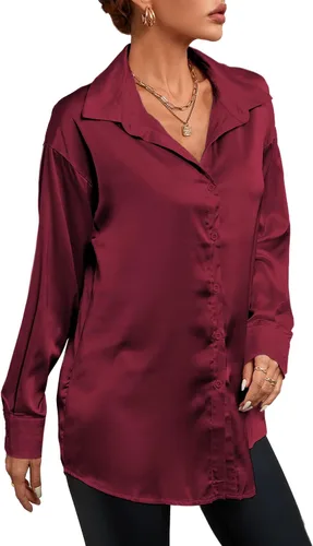 Vista 3 de LYANER Blusa de manga larga con cuello en V y botones para mujer