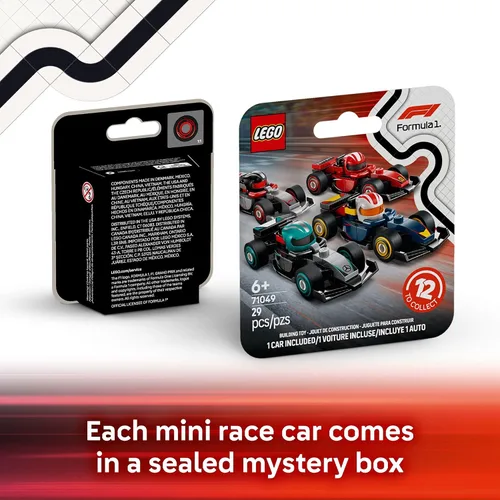 Vista 3 de LEGO Coches de carreras coleccionables F1, paquete de 6 – Juego de construcción para niños y niñas, a partir de 6 años – Recuerdo de fiesta