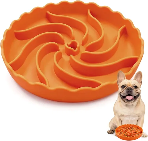Vista 8 de SCHITEC Slow Feeder Dog Bowl, Puzzle Silicone Bowl for Small Medium Breeds Pink