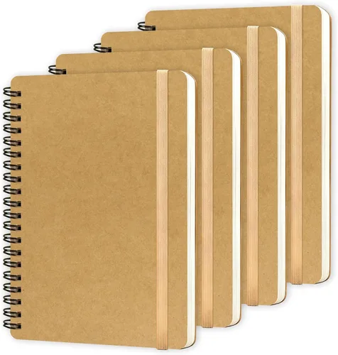 Vista 12 de 4 Pz Cuaderno en Espiral, Cuaderno Diario en Espiral, Cuadernos para Trabajo, Toma de Notas, Escuela, Cuadernos Pequeños con Correa, Cuadernos Negro