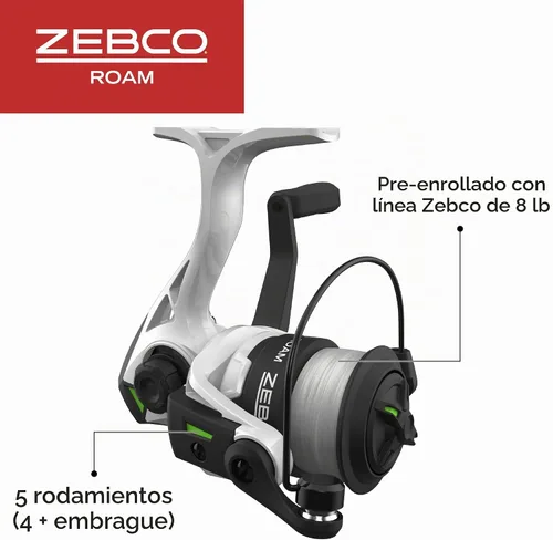 Vista 5 de Zebco Roam - Combo de carrete giratorio y caña de pescar, caña de fibra de vidrio de 6 pies, mango Split ComfortGrip, pomo de mango Soft-Touch