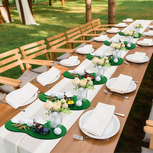 Vista 6 de Gemscream 48 piezas de decoración de mesa de golf con carrito de pelota de práctica, tapete en forma de campo de golf para suministros temáticos