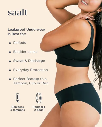 Vista 2 de saalt Calzoncillo sin costuras – Ropa interior de época – Regular, pesado y súper absorbente – Sustituye a las almohadillas y tampones