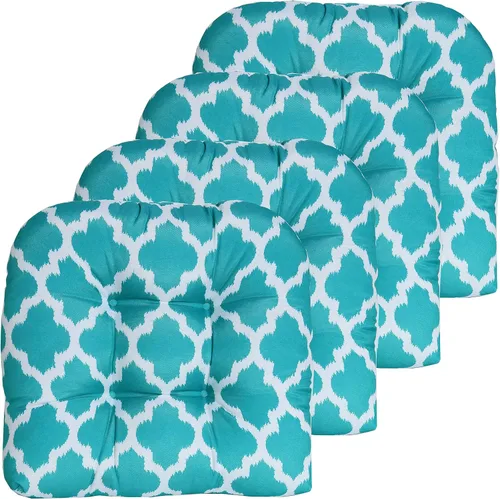 Vista 73 de Sweet Home Collection - Cojines para silla de patio y exterior, almohadillas prémium con relleno grueso y cómodo de fibra, mechones, 19 x 19 Negro