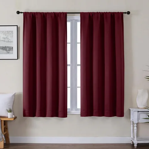 Vista 133 de Gwine Aqua Short Curtains 36 Inches Long - Small Half Window Kitchen Curtains Over Sink, Solid Blackout Curtain for Bathroom Basement Cabinet RV, 2