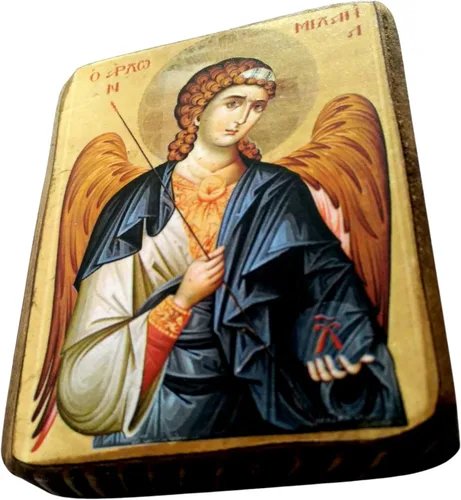 Vista 2 de Icono de madera griego cristiano ortodoxo madera del arcángel Miguel / A0