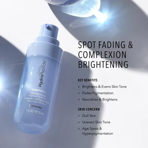 Vista 2 de HydroPeptide HydroActive LumaPro-C - Suero facial, corrector pigmento iluminador de la piel, 1 onza