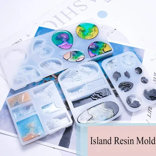 Vista 9 de 4 moldes para colgantes de resina isla, moldes de silicona oceánica para resina epoxi, moldes de resina de joyería para aretes, collares