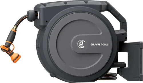 Vista 9 de Giraffe Tools PRO - Carrete de manguera de jardín retráctil de servicio pesado, rebobinado automático de 78 pies y 1/2 pulgada con bloqueo