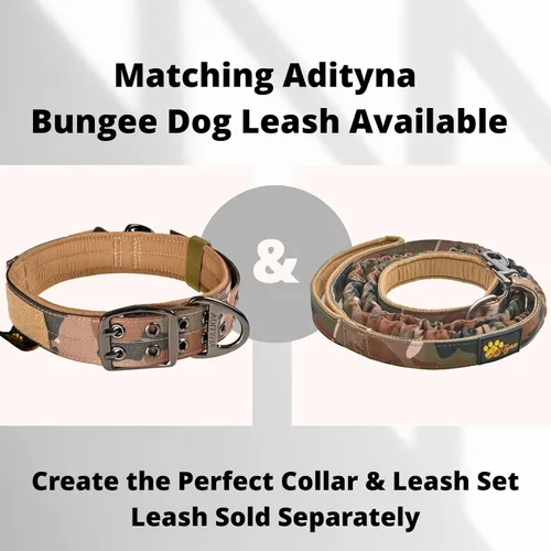 Vista 9 de ADITYNA Collar de perro resistente para perros extra grandes con mango de Collar táctico de camuflaje para caminar, entrenar, uso diario