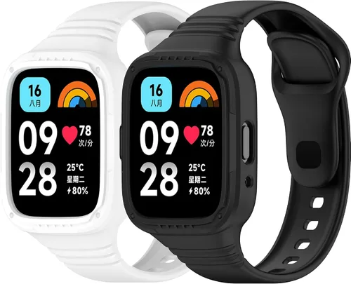 Vista 8 de Compatible con Redmi Watch 3 Active/Watch 3 Lite correas con funda antigolpes, correa deportiva de repuesto ajustable de silicona para Redmi Watch 3