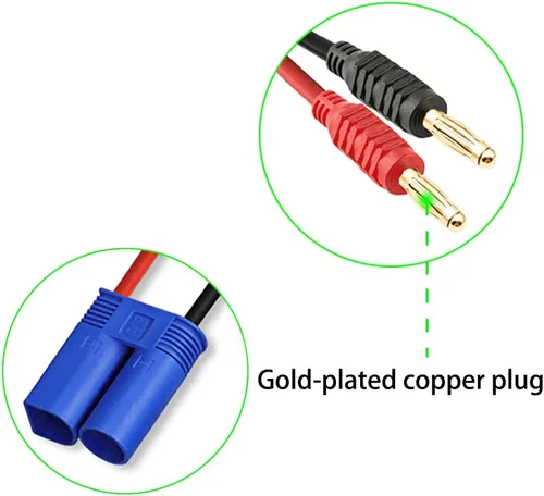 Vista 4 de EC3 - Enchufe de conector EC3, conector macho EC3 a conector banana de 0.157 in, adaptador de cargador de batería con cable de 12 AWG de 11.8 in