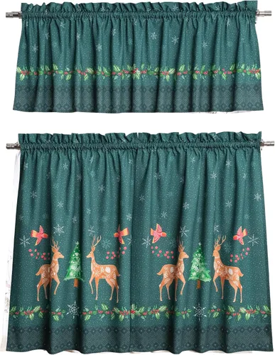 Vista 36 de Maison d' Hermine Juego de cortinas de cocina para ventanas, juego de cortinas de cocina 100% algodón, cenefas para el hogar [2 niveles