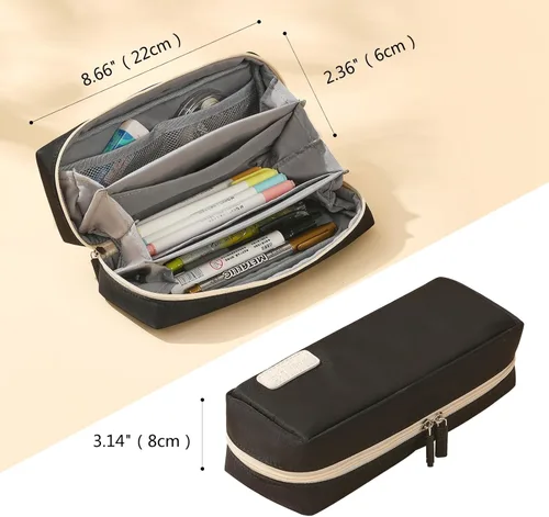 Vista 3 de QIANPA - Estuche organizador pequeño con cremallera, bolsa ligera estética, bolsa negra para hombres y mujeres