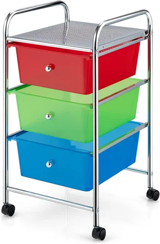 Vista 15 de Giantex Carro Organizador con 6 Cajones, con Ruedas, para Herramientas, Papel de Recortes, Hogar, Oficina, Escuela, Carro Utilitario Móvil Multiusos