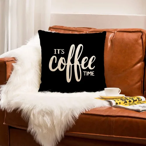 Vista 5 de Ogiselestyle It's Coffee Time - Funda de cojín decorativa de algodón y lino para el hogar, 18 x 18 pulgadas