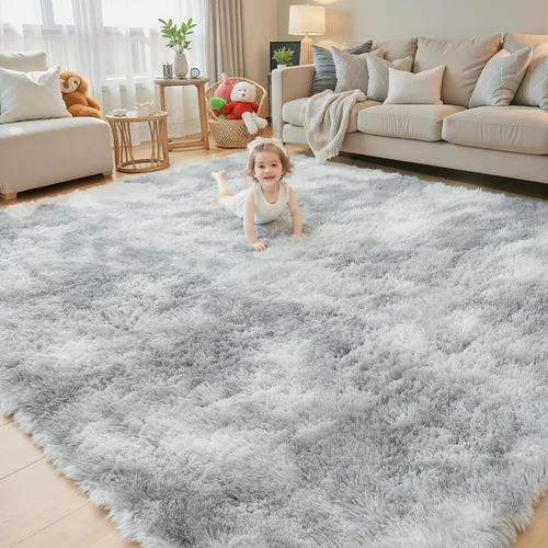 Vista 24 de Alfombras pequeñas de 2 x 3 pies, alfombra negra para dormitorio, alfombra moderna de pelo largo, alfombra pequeña, alfombra de noche esponjosa
