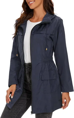 Vista 7 de Century Star Chaquetas de lluvia para mujer, impermeables, ligeras, cortavientos, con capucha, plegables