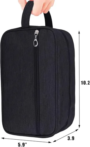 Vista 2 de Trawila Neceser de viaje para mujeres y hombres, organizador de maquillaje para cosméticos, artículos de tocador, herramientas de cepillos, Negro