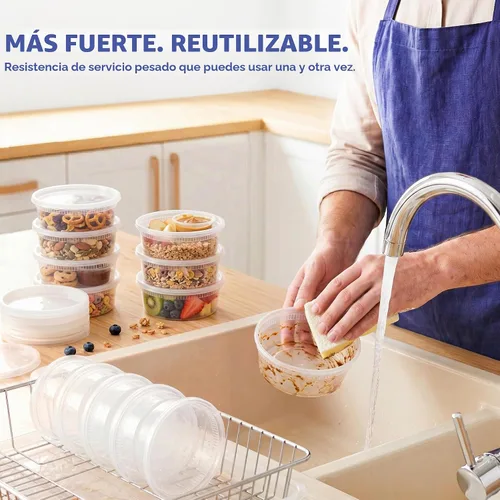 Vista 3 de GUSTO Contenedores de plástico de 8 onzas con tapas