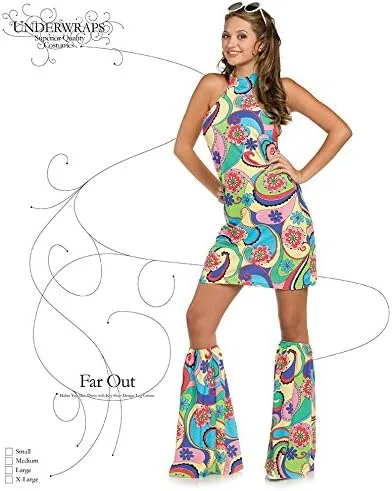Vista 4 de Underwraps Costumes - Disfraz de hippie retro para mujer