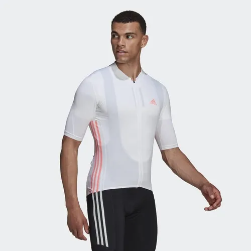 Vista 5 de adidas Maillot de ciclismo de manga corta para hombre, Blancorojo ácido