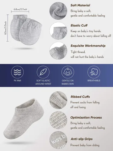 Vista 3 de Conjunto de gorros y calcetines para bebé, gorros para recién nacidos, orejas de oso