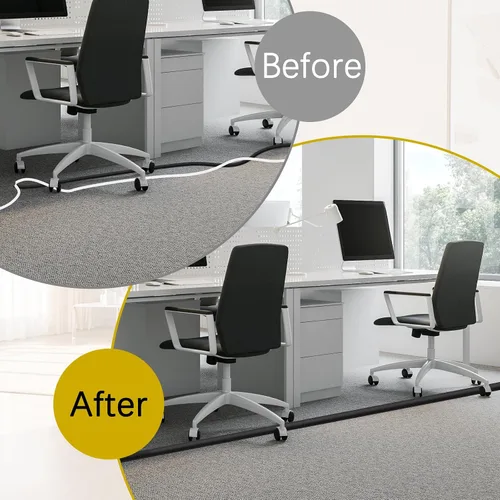 Vista 6 de JAHOMFAI Cubierta para cables de piso 1m de largo, cubiertas para cables en el suelo para proteger los cables y prevenir riesgos de caídas, fácil