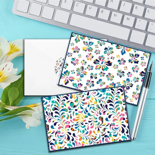Vista 7 de smart scribbles Juego de tarjetas de felicitación, 48 tarjetas en blanco con sobres y calcomanías, 6 diseños para todas las ocasiones, caja