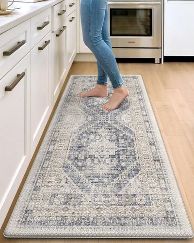 Vista 16 de DEXI Alfombrillas de cocina acolchadas antifatiga, 24 x 87 pulgadas, color Beige claro