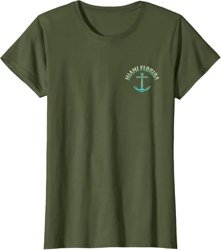 Vista 38 de Camiseta con diseño de pesca en la parte delantera y trasera de Miami Florida USA, Negro