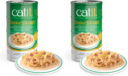 Vista 4 de Catit Divine Shreds in Jelly, adorno prémium para comida para gatos, paquete múltiple de pollo