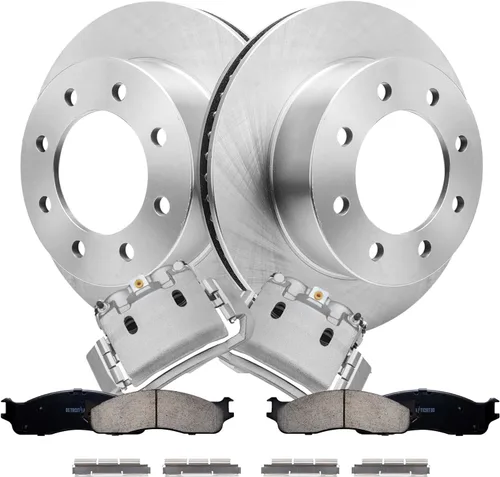 Vista 11 de Detroit Axle - Juego de 6 piezas de rotores de disco de freno delantero + pastillas de freno cerámicas de repuesto para Land Rover LR3 Range Rover