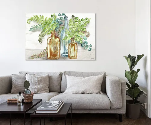 Vista 3 de Jaxson Rea Tre Sorelle Studios, lienzo envuelto en galería "Vintage Specimen Bottles & Ferns