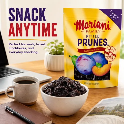 Vista 5 de Mariani Ciruelas pasas sin hueso Frutas secas Aperitivo saludable, vegano y sin gluten para niños y adultos Sin azúcar añadido 32 onzas