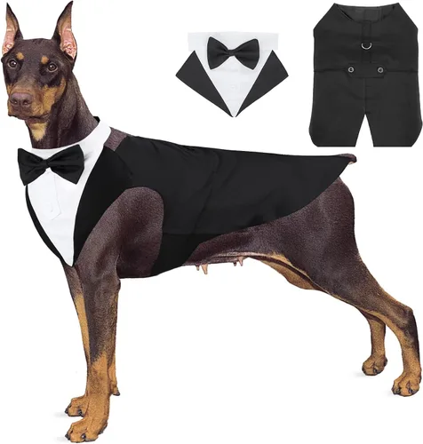 Vista 45 de Collar de corbatín negro para gato Segarty, lindo esmoquin para cachorros con corbatín para perros con collar blanco ajustable hecho a mano