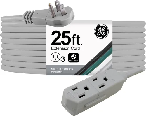 Vista 7 de GE Cable de extensión plano de 3 salidas de 3 pies, cable de extensión a tierra con múltiples tomas, extensor de salida de 3 clavijas, enchufe