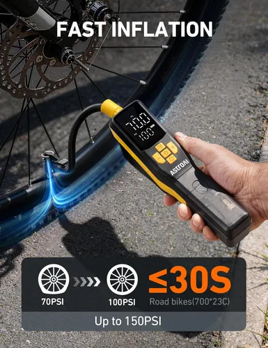 Vista 3 de AstroAI Inflador de neumáticos de 150 PSI, compresor de aire portátil para neumáticos de automóvil, bomba de bicicleta inalámbrica con pantalla LCD