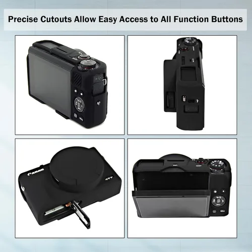 Vista 2 de Easy Hood - Funda para cámara digital Canon Powershot G7X Mark III, color negro With Removable Lens Cover,Button Marker,Soft Silicone Case,Camera