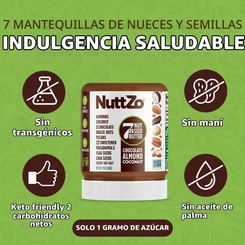 Vista 3 de NuttZo Mantequilla de Nueces y Semillas Keto Chocolate - 7 Mantequillas de Nueces y Semillas, Coco, Nueces de Brasil, Almendras, Nueces Pecanas