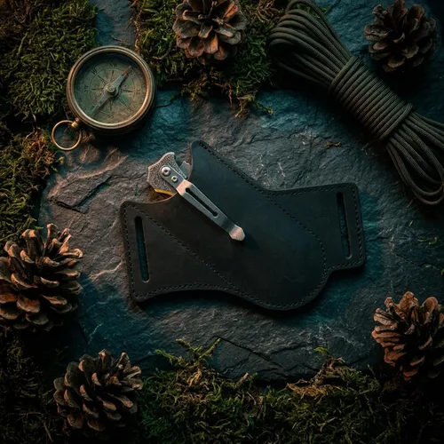 Vista 7 de Funda de cuchillo, funda de cuchillo con hebilla de cinturón, fundas de cuchillo de cuero para cinturón, funda de cuchillo plegable de bolsillo EDC