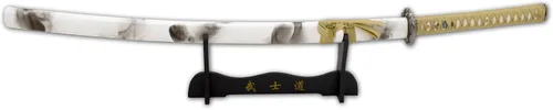 Vista 8 de Snake Eye Tactical Espadas katana-samuráis japonesas clásicas T-10 de acero con soporte de madera resistente