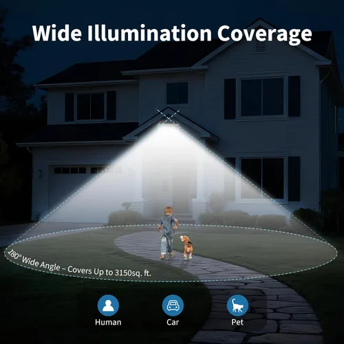Vista 5 de Luces solares de 200 W para exteriores, luz LED automática de 20000 lm con batería de 20000 mAh, gran angular de 180 ° impermeable exterior