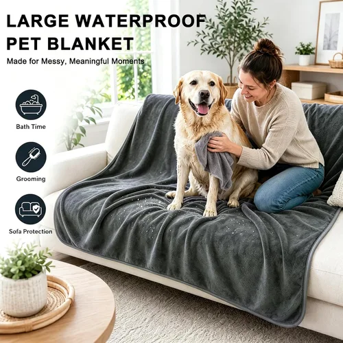 Vista 4 de Vivifying Manta impermeable para perros y parejas, franela, 60 x 80