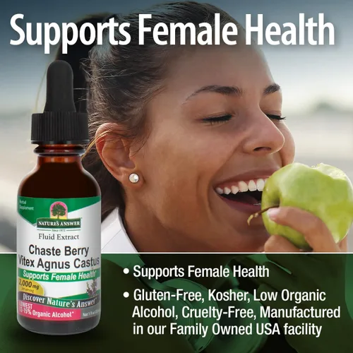 Vista 4 de Apoya el equilibrio hormonal femenino, hecho de 2000 mg de hierba pura por porción de 0.1 fl oz y certificado orgánico bajo en alcohol, sin gluten