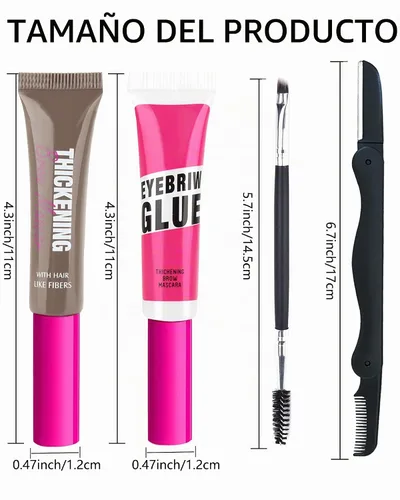 Vista 7 de Kit de gel de cejas teñido impermeable, gel de rímel de cejas engrosante y pegamento de cejas de ajuste transparente, crema de cejas de relleno